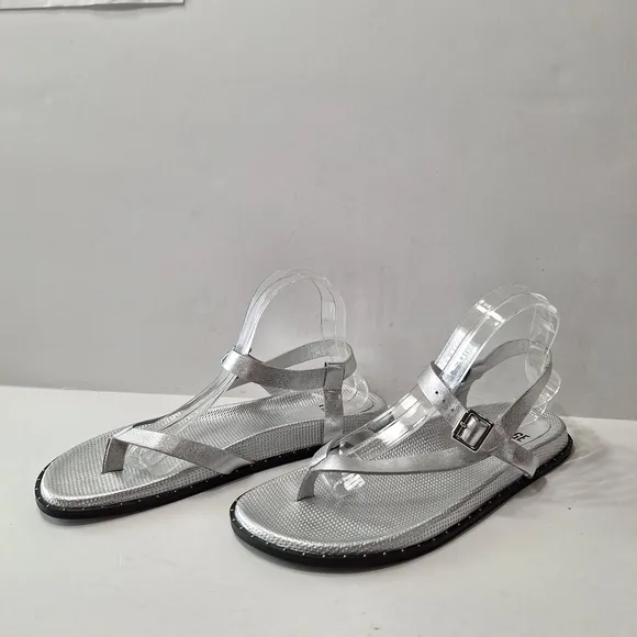 Paige NEW Leather Gorpcore Granola Girl Sporty Silver Zuri Sandals Size 11