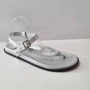Paige NEW Leather Gorpcore Granola Girl Sporty Silver Zuri Sandals Size 11