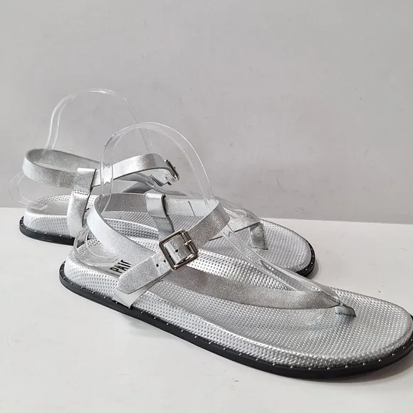 Paige NEW Leather Gorpcore Granola Girl Sporty Silver Zuri Sandals Size 11