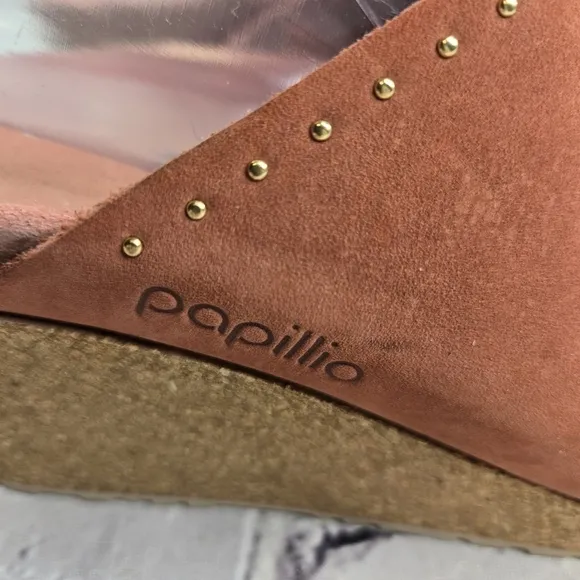 Papillio Birkenstock Namica Rivet nubuck wedge open toe slides sandals