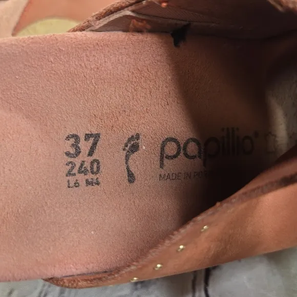 Papillio Birkenstock Namica Rivet nubuck wedge open toe slides sandals