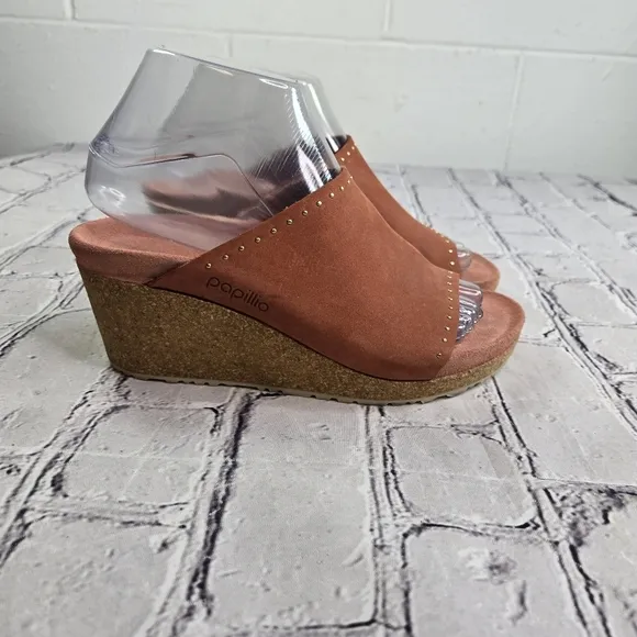 Papillio Birkenstock Namica Rivet nubuck wedge open toe slides sandals