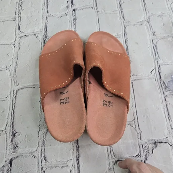 Papillio Birkenstock Namica Rivet nubuck wedge open toe slides sandals