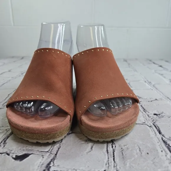 Papillio Birkenstock Namica Rivet nubuck wedge open toe slides sandals