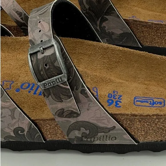 Papillio Soft Footbed Tabora Birko-Flor Damask Orchid Sandals Size US5 EU36