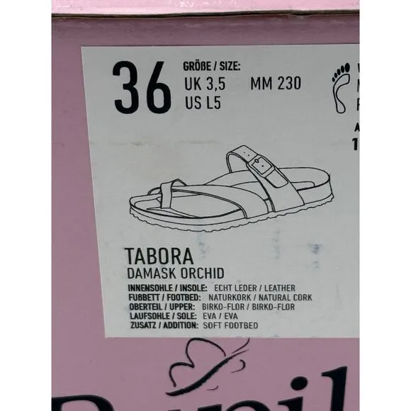 Papillio Soft Footbed Tabora Birko-Flor Damask Orchid Sandals Size US5 EU36