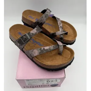Papillio Soft Footbed Tabora Birko-Flor Damask Orchid Sandals Size US5 EU36