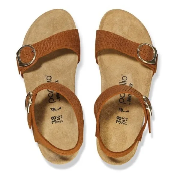 Papillo by Birkenstock Soley Embossed Leather cork wedge sandals women 38 (7.5)