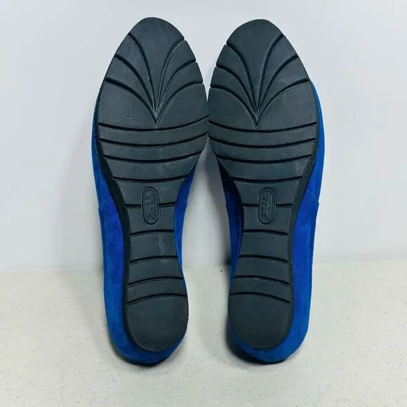 PAS DE ROUGE Silvia Blue Peep Toe Slingback Low Wedge Sandals Women 41 US 11