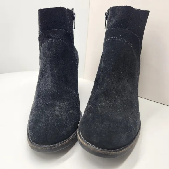 Paul Green ankle boots women's 7.5 black suede heel bootie comfy Made in Austria