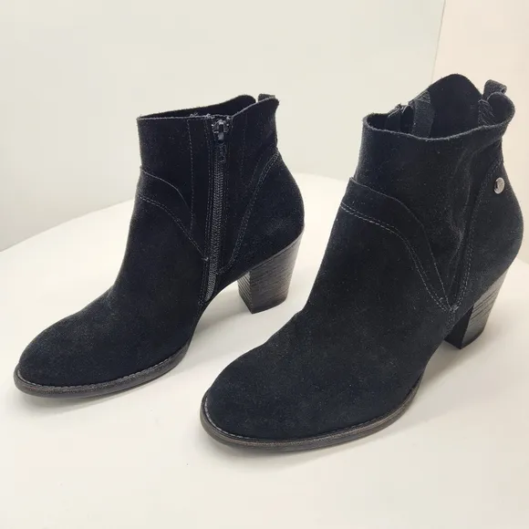 Paul Green ankle boots women's 7.5 black suede heel bootie comfy Made in Austria