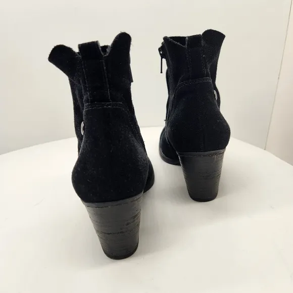 Paul Green ankle boots women's 7.5 black suede heel bootie comfy Made in Austria