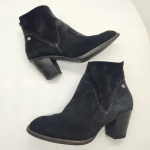 Paul Green ankle boots women's 7.5 black suede heel bootie comfy Made in Austria