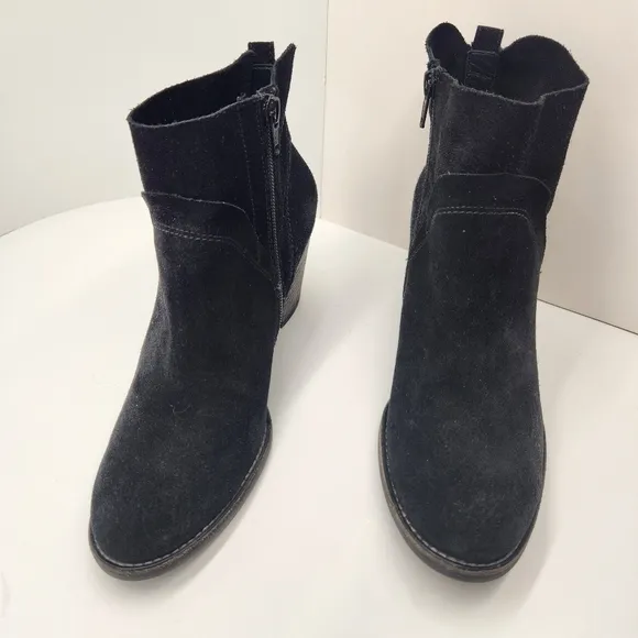 Paul Green ankle boots women's 7.5 black suede heel bootie comfy Made in Austria