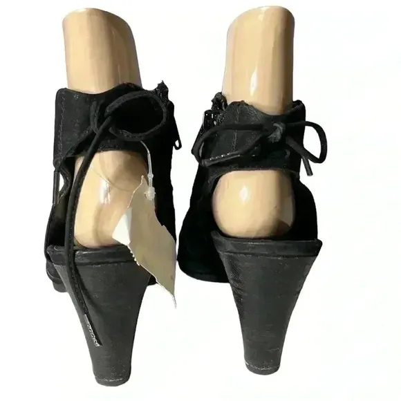 PAUL GREEN Black Leather Slingback Heel Open Toe Sandals Size 6.5
