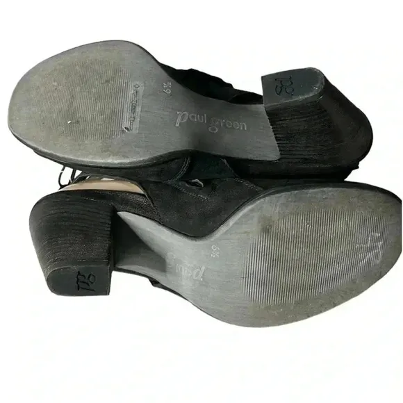 PAUL GREEN Black Leather Slingback Heel Open Toe Sandals Size 6.5