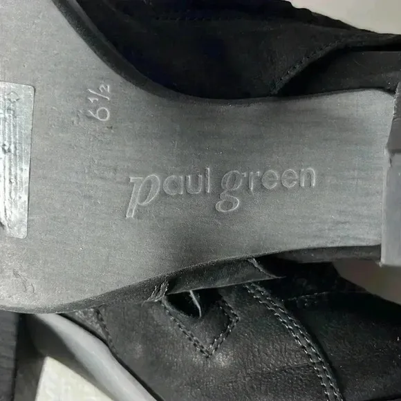 PAUL GREEN Black Leather Slingback Heel Open Toe Sandals Size 6.5