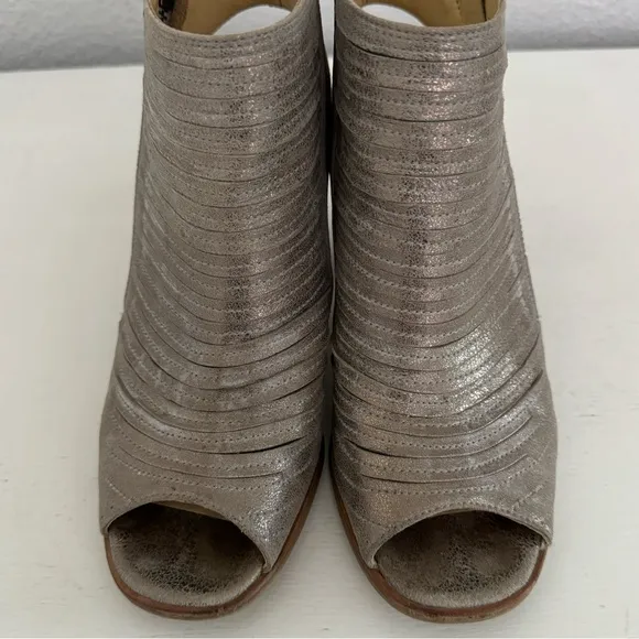 Paul Green Cayanne Metallic Leather Peep Toe Bootie Sandal Size 8