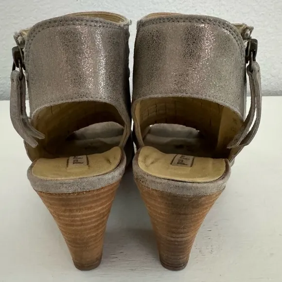Paul Green Cayanne Metallic Leather Peep Toe Bootie Sandal Size 8