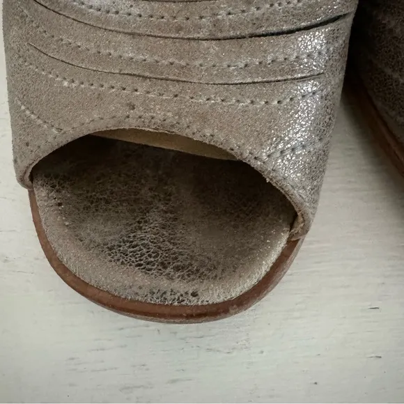 Paul Green Cayanne Metallic Leather Peep Toe Bootie Sandal Size 8
