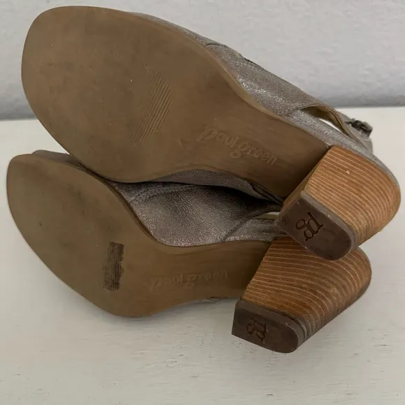 Paul Green Cayanne Metallic Leather Peep Toe Bootie Sandal Size 8