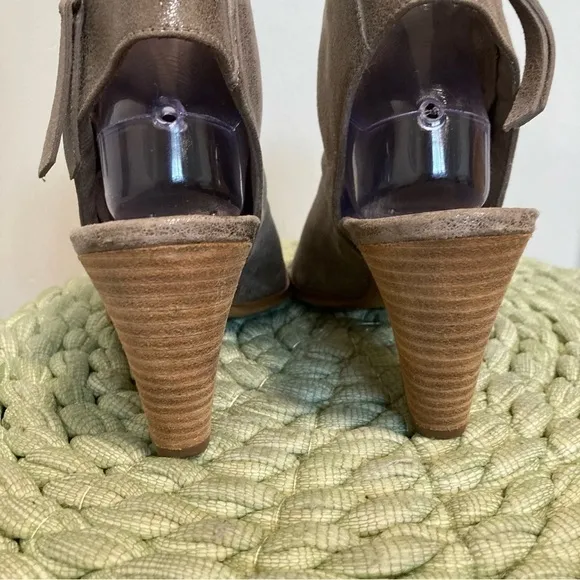 Paul Green Cayenne Bronze Metallic Leather Open Toe Heel Booties