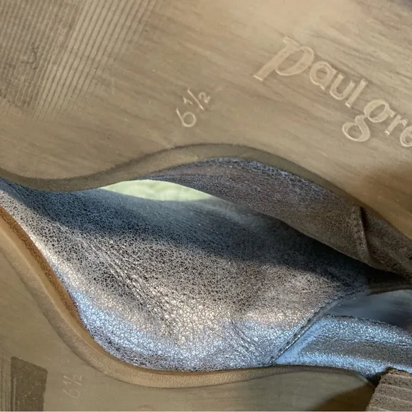 Paul Green Cayenne Bronze Metallic Leather Open Toe Heel Booties