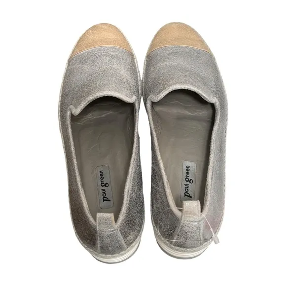 Paul Green NEW Leather Silver Gold Metallic Espadrille Shoes size 6 US women's