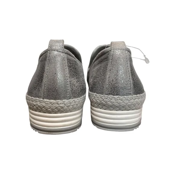 Paul Green NEW Leather Silver Gold Metallic Espadrille Shoes size 6 US women's