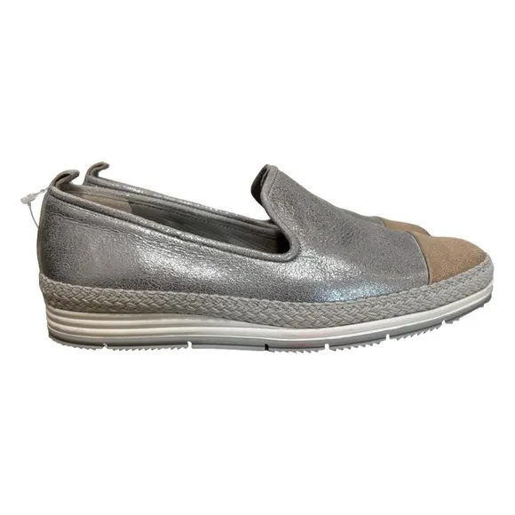 Paul Green NEW Leather Silver Gold Metallic Espadrille Shoes size 6 US women's