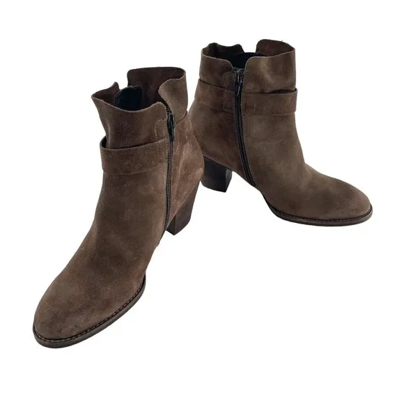 Paul Green Nubuck Sheridan Chocolate Brown Suede Ankle Booties Size UK 7 US 9.5