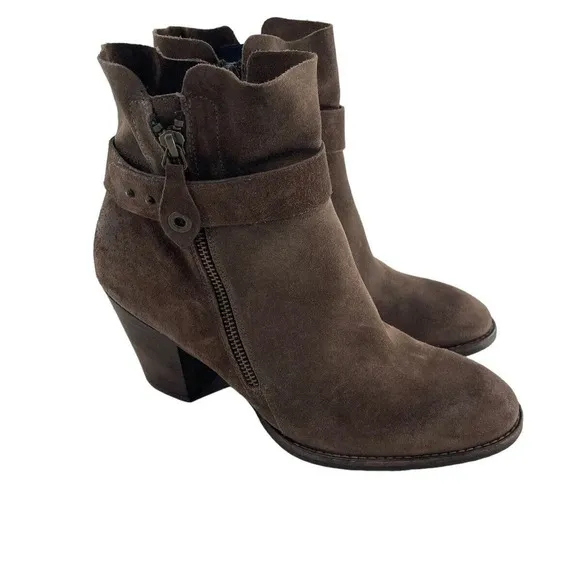 Paul Green Nubuck Sheridan Chocolate Brown Suede Ankle Booties Size UK 7 US 9.5