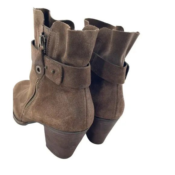 Paul Green Nubuck Sheridan Chocolate Brown Suede Ankle Booties Size UK 7 US 9.5