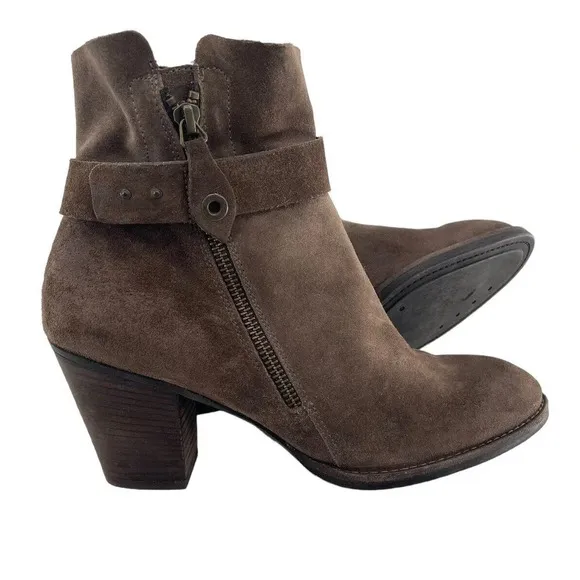 Paul Green Nubuck Sheridan Chocolate Brown Suede Ankle Booties Size UK 7 US 9.5