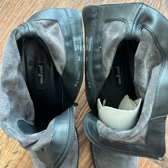PAUL GREEN Soft Suede Riley Almond Toe Stacked Heel Ankle Boots/ Mid Calf Boots