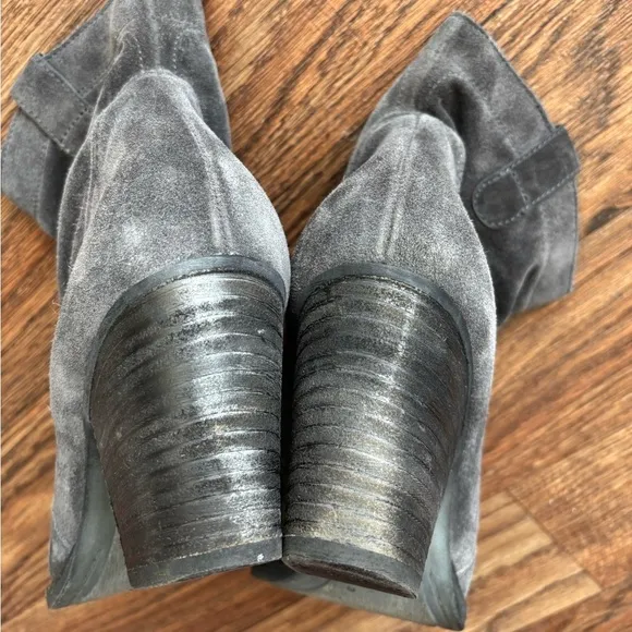 PAUL GREEN Soft Suede Riley Almond Toe Stacked Heel Ankle Boots/ Mid Calf Boots