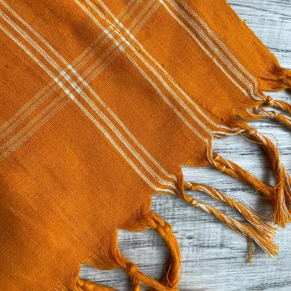 Pax Philomena Ikat Kaftan Dress Handwoven Cotton Orange/Green Color One Size