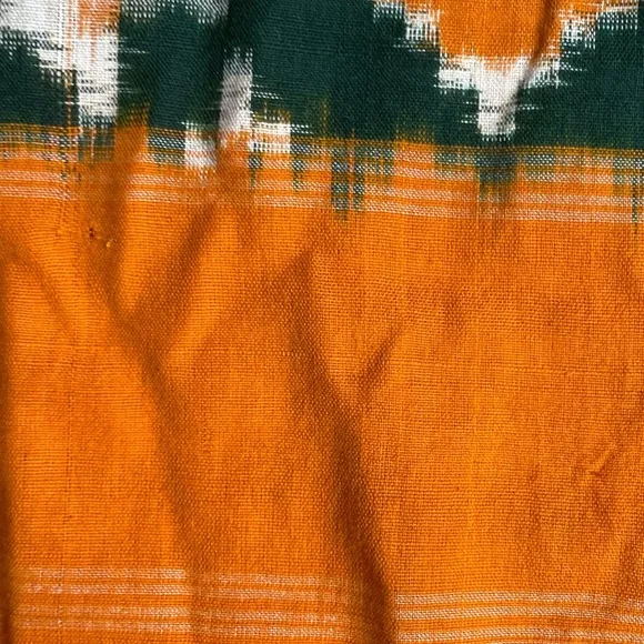 Pax Philomena Ikat Kaftan Dress Handwoven Cotton Orange/Green Color One Size