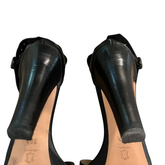 Pedro Garcia Black High Heel Sandals 8.5 38.5 Ankle Straps Open Toe EUC $589
