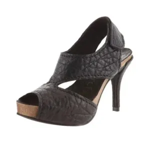 Pedro Garcia Luna Mid-Heel Slingback Sandals Soft Suede Cork Black Size 7.5