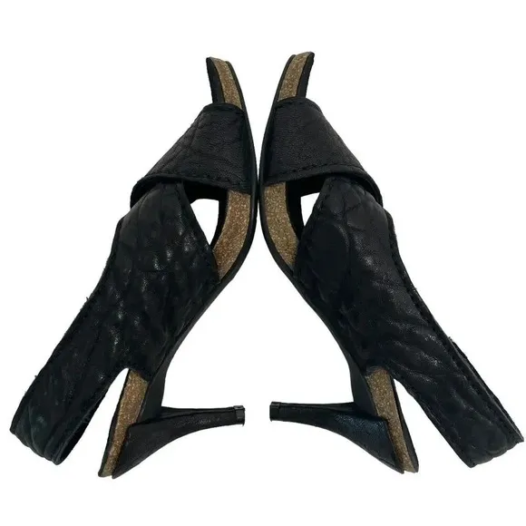 Pedro Garcia Luna Mid-Heel Slingback Sandals Soft Suede Cork Black Size 7.5