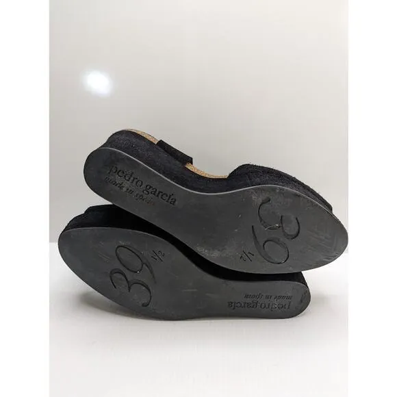 pedro garcia suede platform sandals heels black sz 9 (39.5)