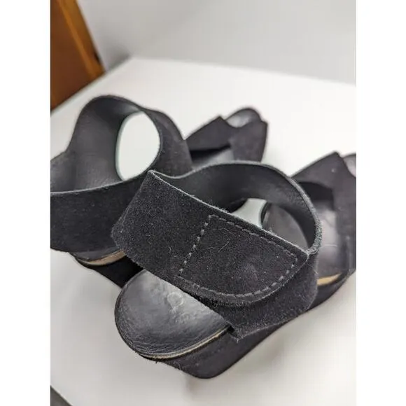 pedro garcia suede platform sandals heels black sz 9 (39.5)