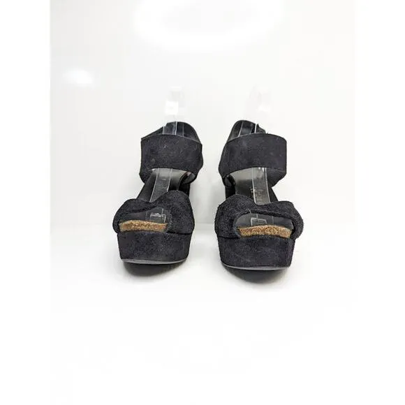 pedro garcia suede platform sandals heels black sz 9 (39.5)