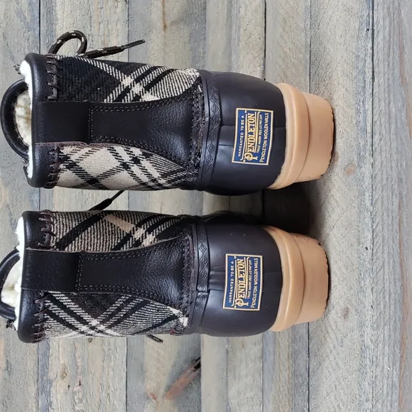 Pendleton Heritage Print Waterproof Duck Boots Brown/ Brown Plaid