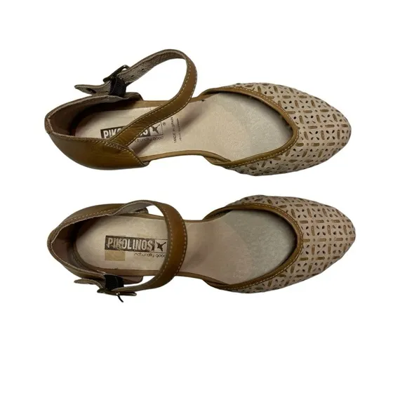 Pikolinos Elba Tan/Brown Closed Toe Ankle Strap Shoe Womens EU 37