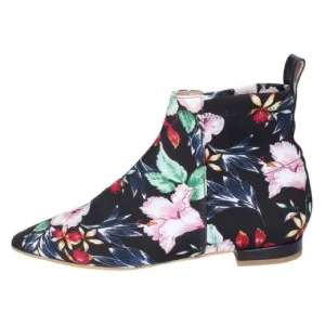 POLLINI Women's Black Satin Ankle Boots Pink size 38 Eu / 7.5 US