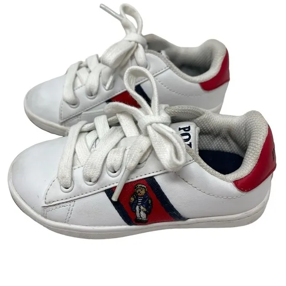 Polo Ralph Lauren Little boys Size 9 Quilton Bear sneakers shoes excellent