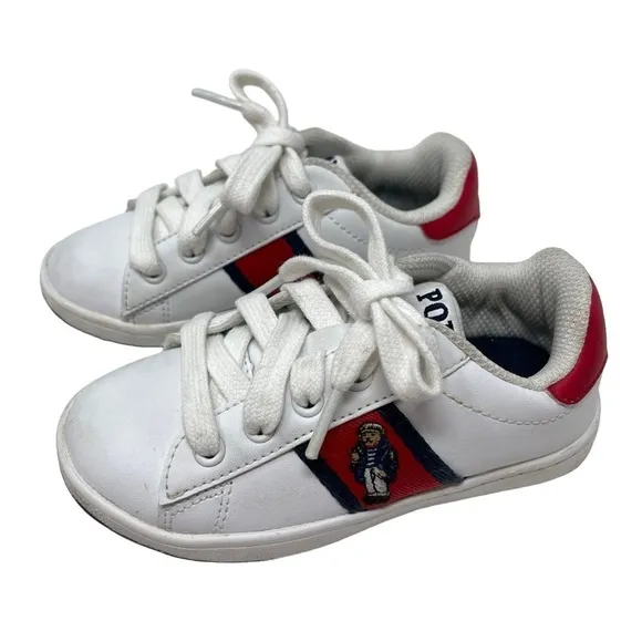 Polo Ralph Lauren Little boys Size 9 Quilton Bear sneakers shoes excellent