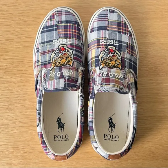 Polo Ralph Lauren Tigers Keaton Slip On Tiger Plaid Patchwork Mens Shoes